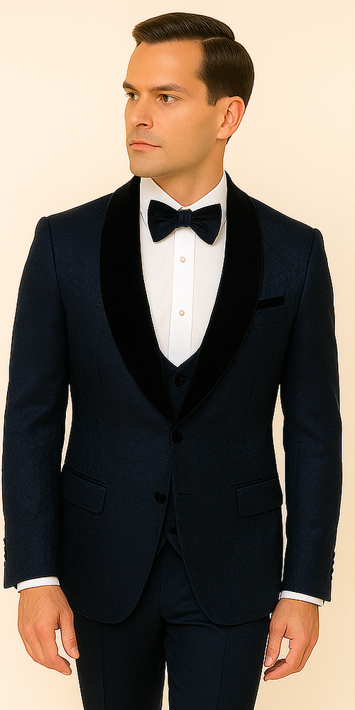 Rossi Man RM1445 â€“ Classic Smoking Style 3-Piece Formal Tuxedo for Men