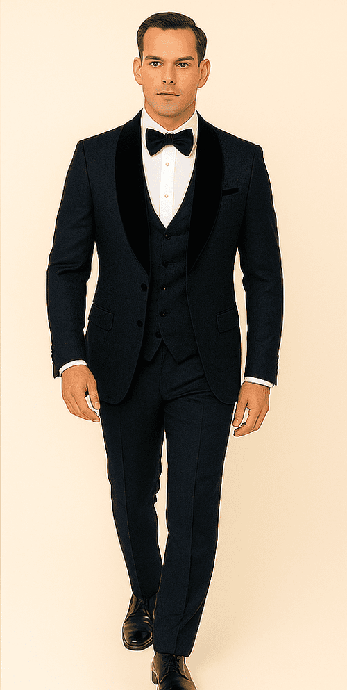Rossi Man RM1445 â€“ Classic Smoking Style 3-Piece Formal Tuxedo for Men