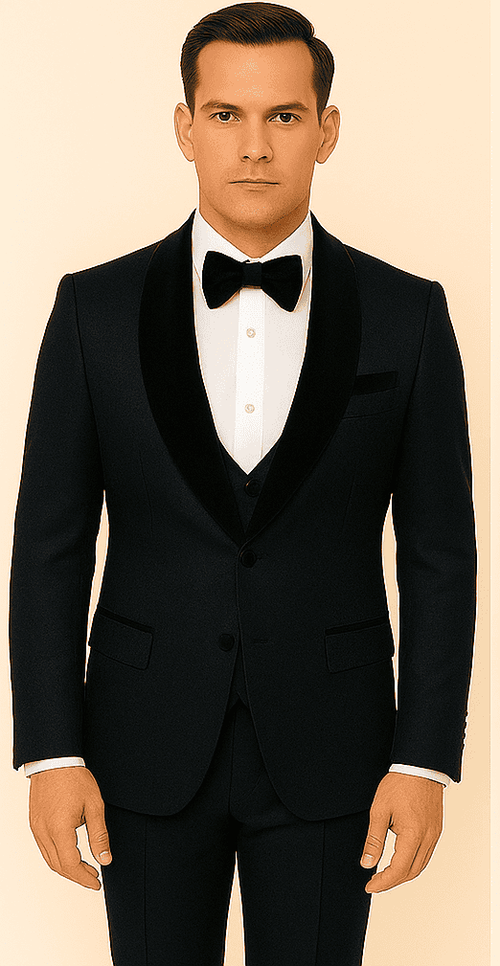 Rossi Man RM1445 â€“ Classic Smoking Style 3-Piece Formal Tuxedo for Men