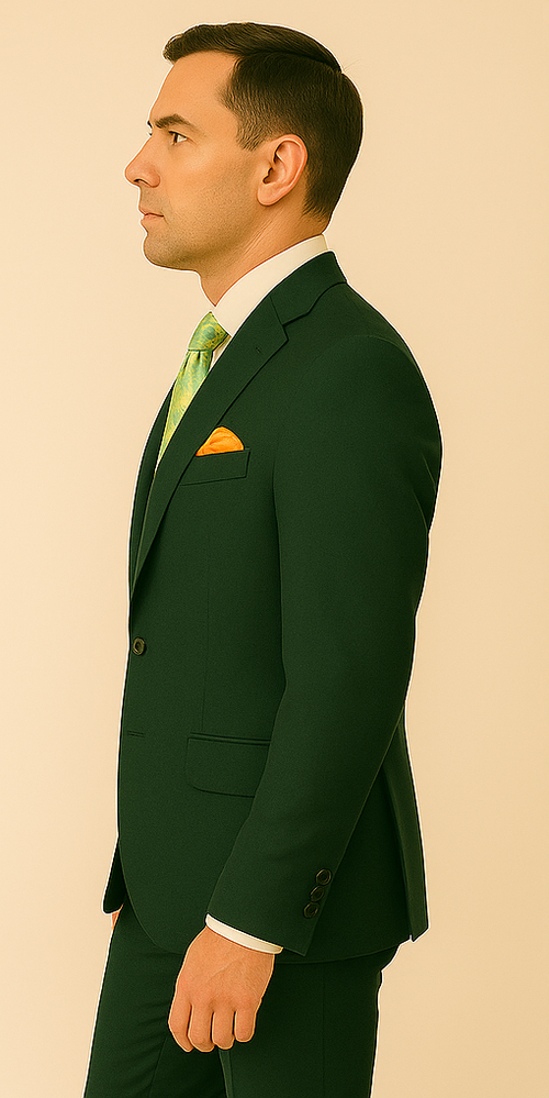 Rossiman Hunter Green Slim Fit Men's Suit – 3-Piece Vested Set with Flat Front Trousers