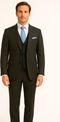 Rossiman Men's Dark Gray Slim Fit Suit – 3-Piece Vested Set with Flat Front Pants