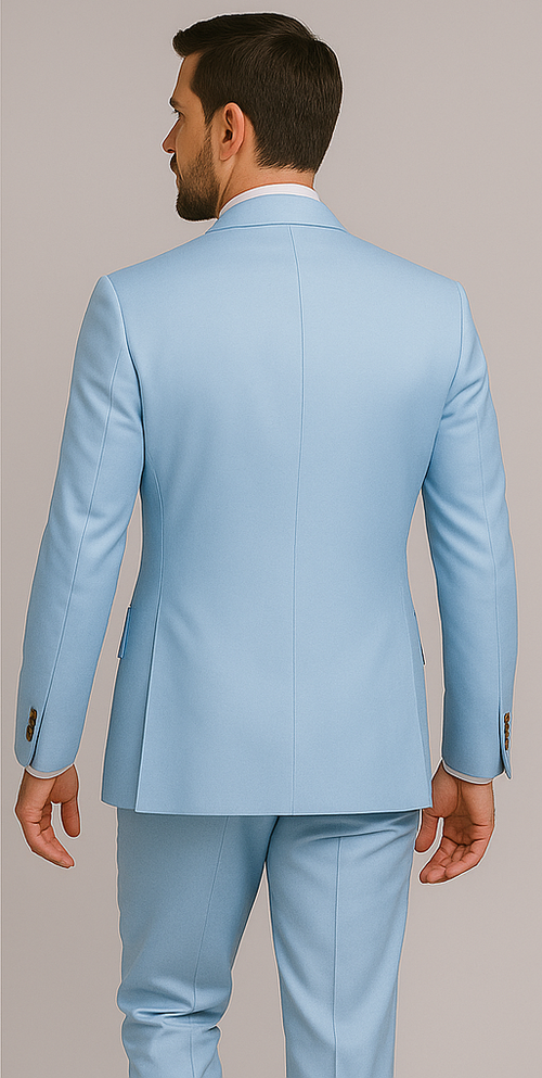 Rossiman Menâ€™s Light Blue Slim Fit Suit â€“ Elegant Double-Breasted Design