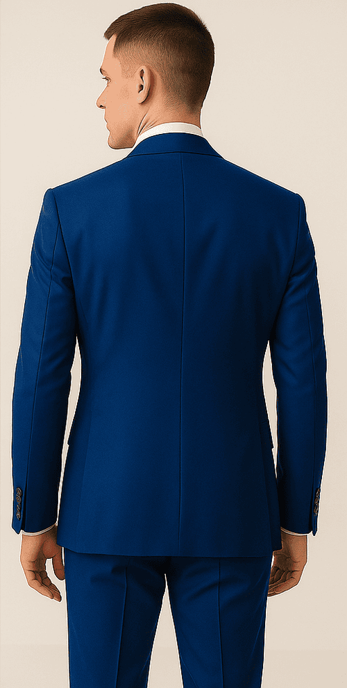 Rossiman Menâ€™s Royal Blue Glossy Sateen Suit â€“ Bold & Refined Look