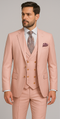 Rossiman Men's Slim Fit Pink Suit – Elegant Double-Breasted Vest & Tailored Flat Front Pants
