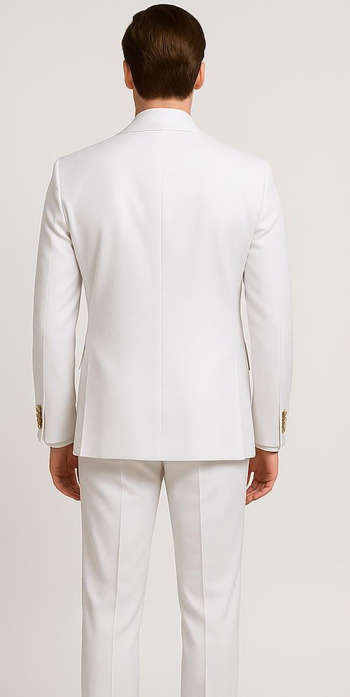 Rossiman Men's White Slim Fit Suit – Double-Breasted 3-Piece Formal Ensemble