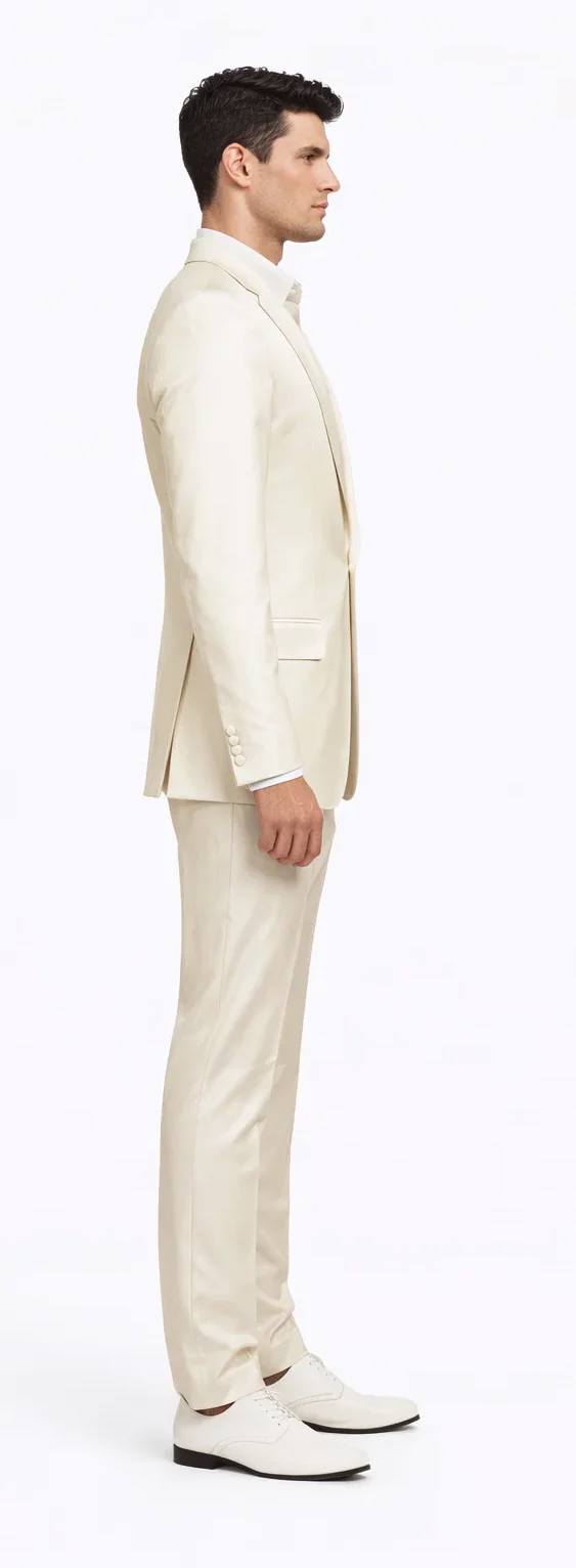 Rossiman Men’s Royal Blue Glossy Sateen Suit – Bold & Refined Look