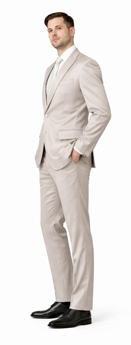 Rossiman Men’s Gray Shiny Sateen Suit – Sleek & Modern Formalwear