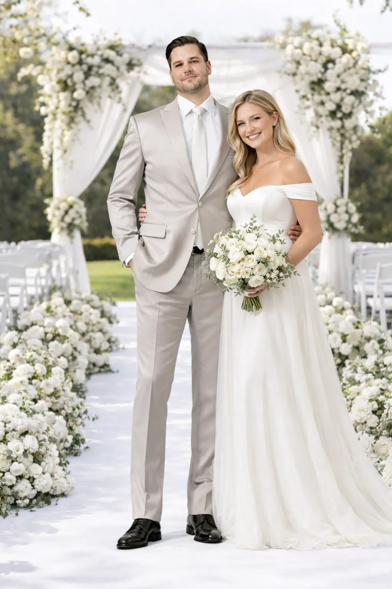 Rossiman Men’s Gray Shiny Sateen Suit – Sleek & Modern Formalwear