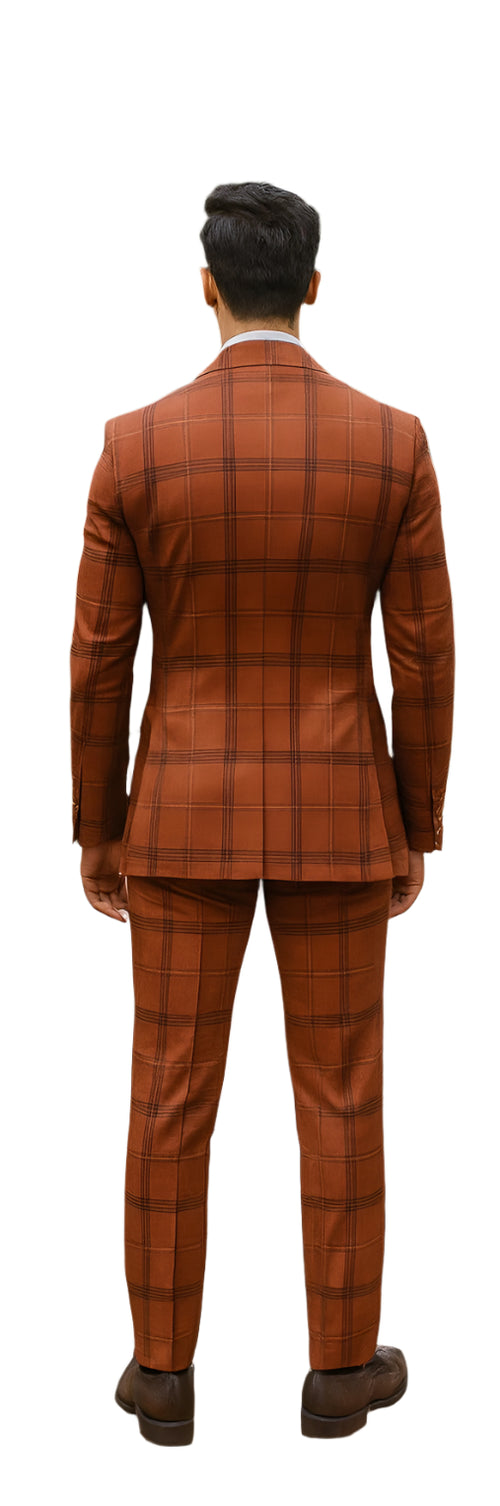 classy men's suit in autumn tones