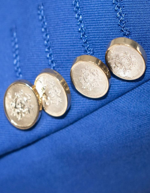 Royal Blue 3-Piece Slim-Fit Suit with Gold Buttons