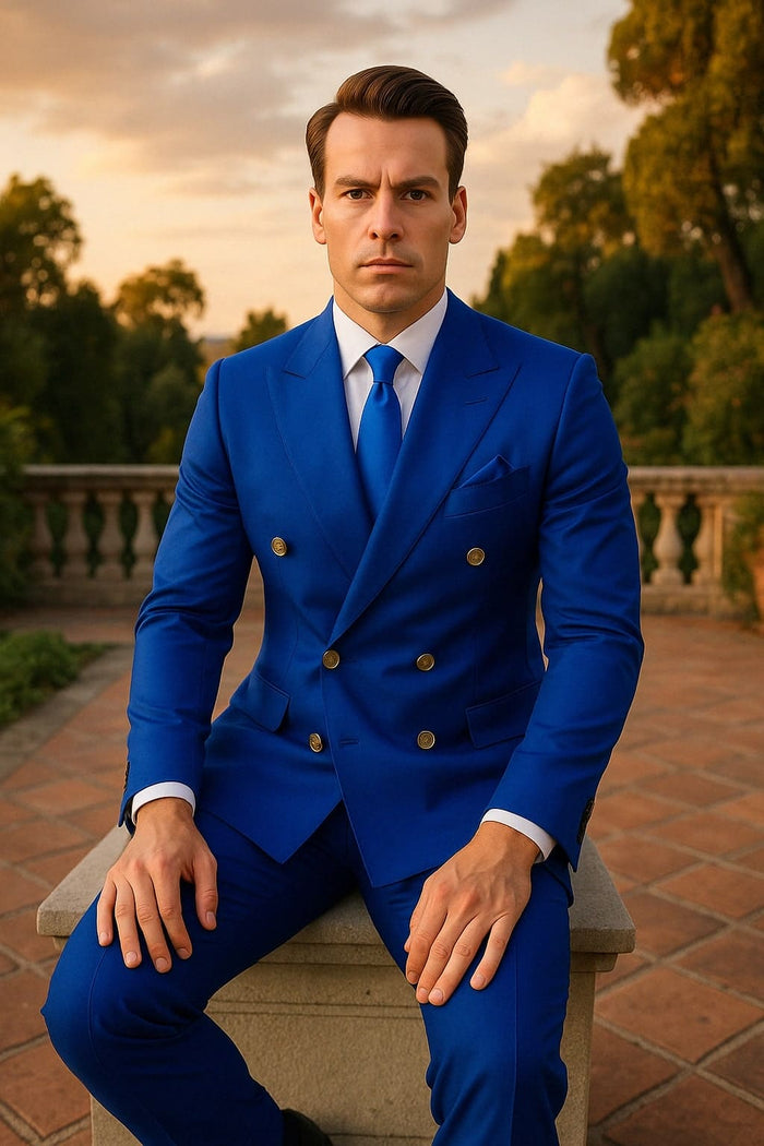 Royal Blue Double-Breasted Suit 