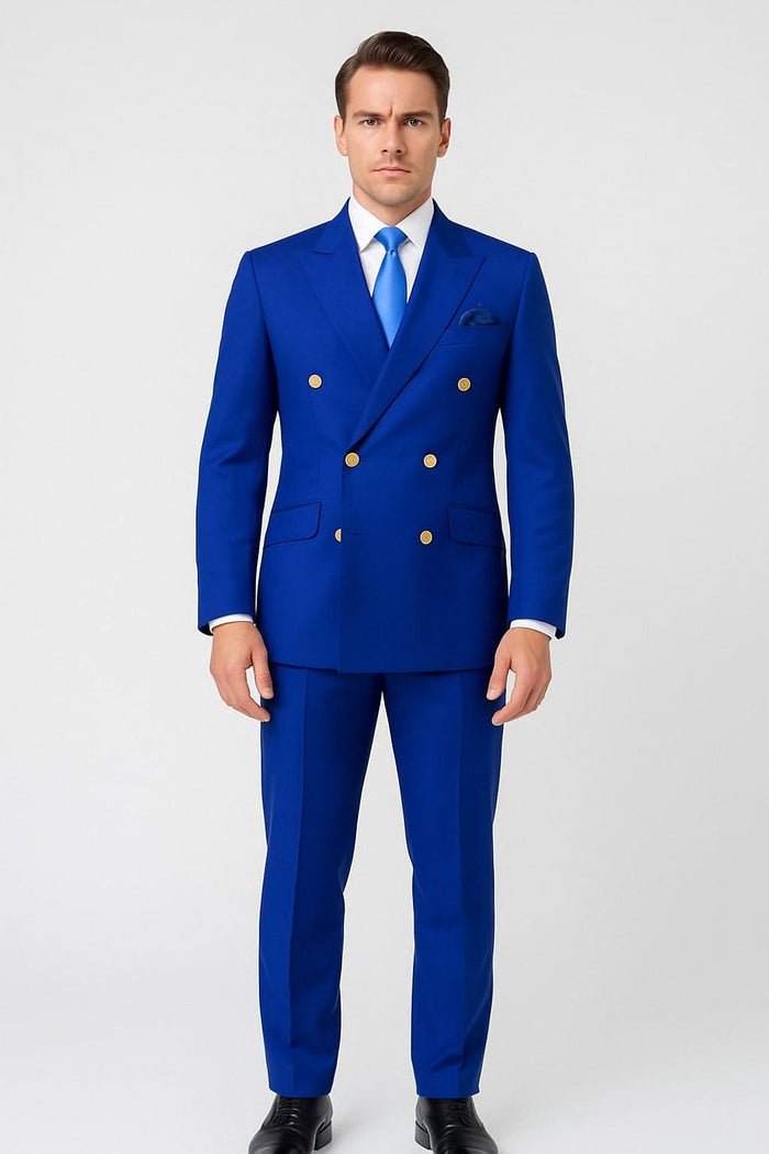 Royal Blue Double-Breasted Suit 