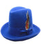 Royal Blue Dress Hat 1920s Fedora Style - Mens Classic Gangster Godfather Wool Dress Hat in Royal Blue