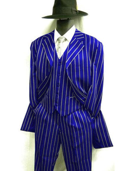 Pinstripe Zoot Suit - 1920s Fashion Suit - Gangster Suit - Long Style Fashion Church Suits