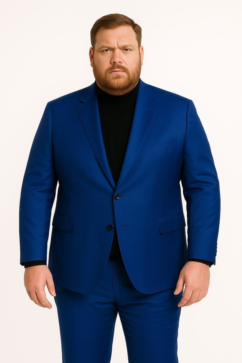 Men’s Royal Blue Shiny Satin Suit – 2-Piece Slim Fit with Peak Lapel