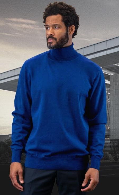 Mens Modern Fit Sweater Royal And Cashmere Fabric