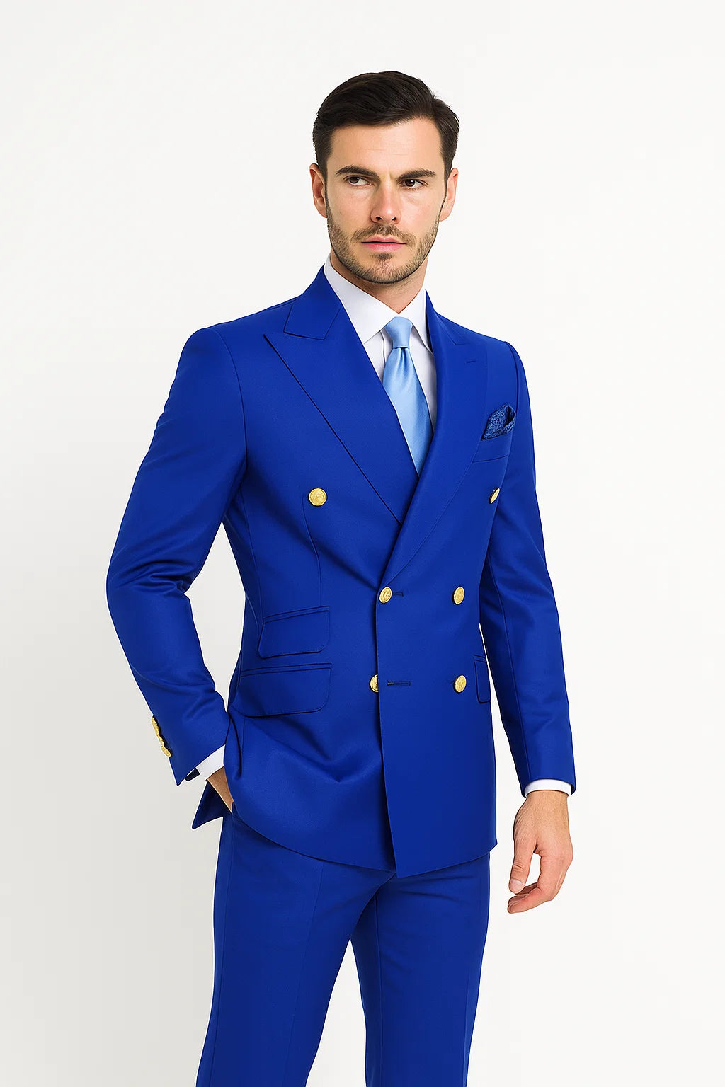 Royal Blue Double-Breasted Suit 