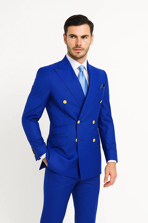 Royal Blue Double-Breasted Suit 