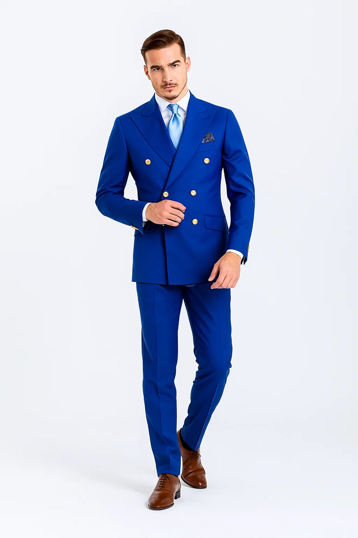 Royal Blue Double-Breasted Suit 
