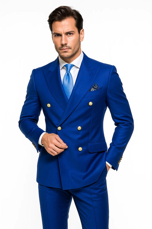 Royal Blue Double-Breasted Suit 
