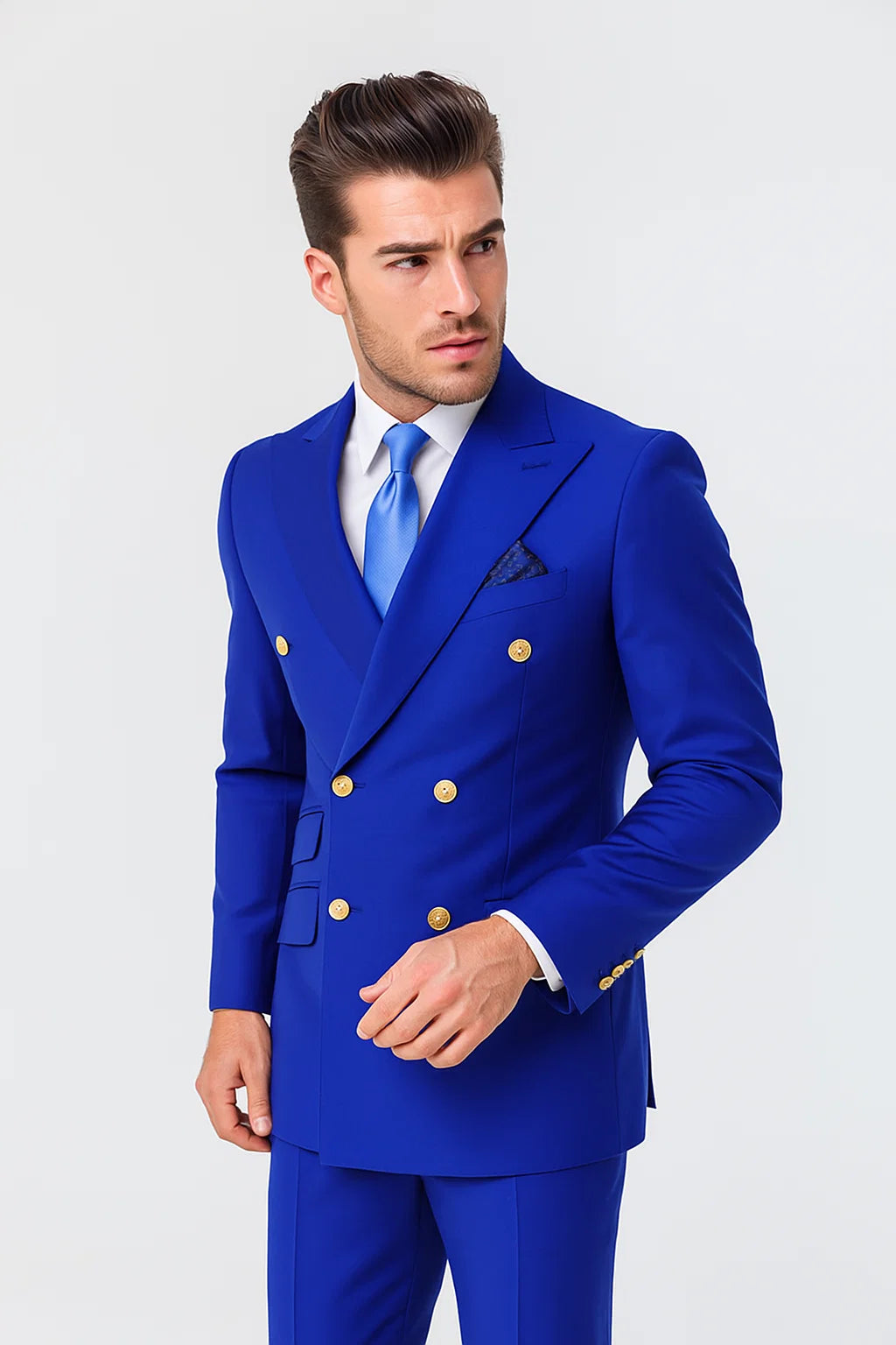 Royal Blue Double-Breasted Suit 