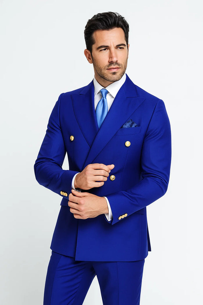 Royal Blue Double-Breasted Suit 