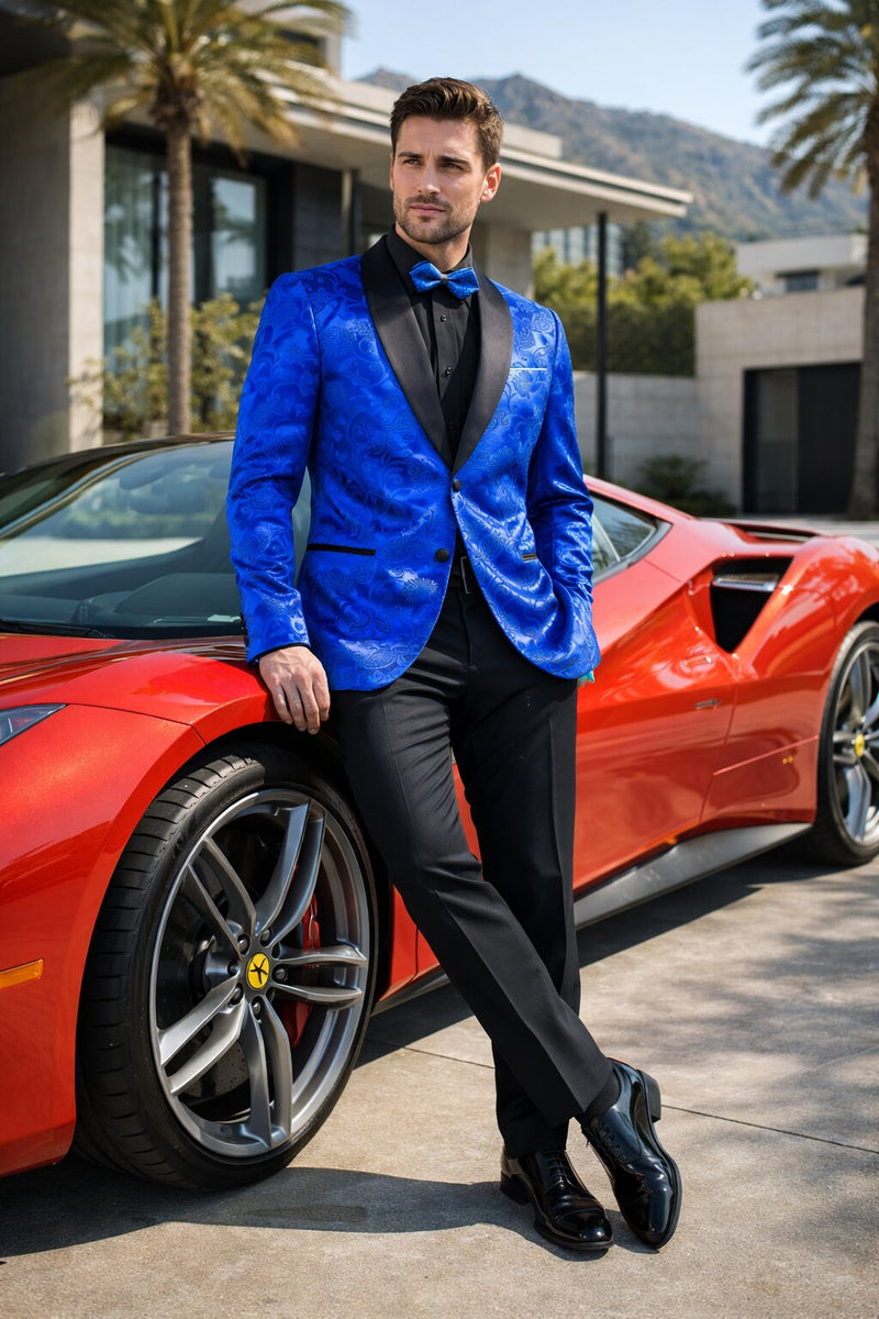 Mens Blazer - Paisley Sport Coat - Royal Prom 2026 Tuxedo Dinner Jacket Blazer