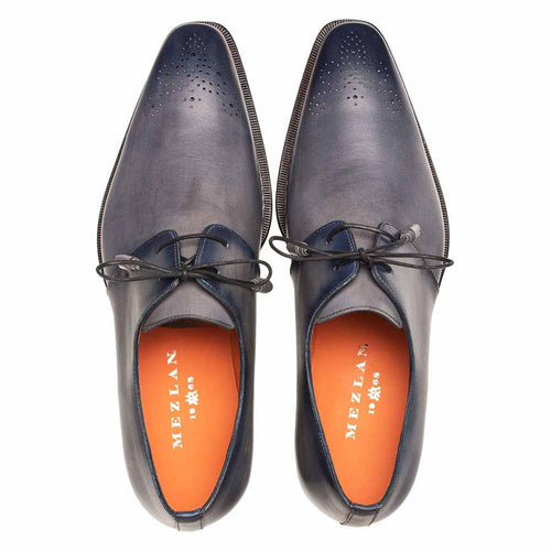 Principe Grey/Rust Patina Calfskin Derby Shoes by Mezlan – Handcrafted in Spain