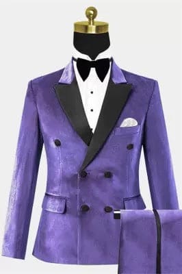 Men Light Purple DB44 Velvet Double breasted Tuxedo