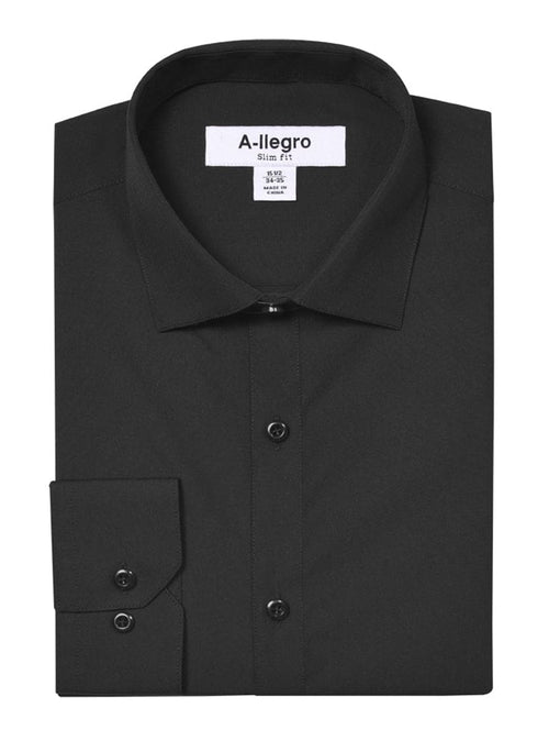 "Men's Slim Fit Cotton Dress Shirt - Basic Black Style"