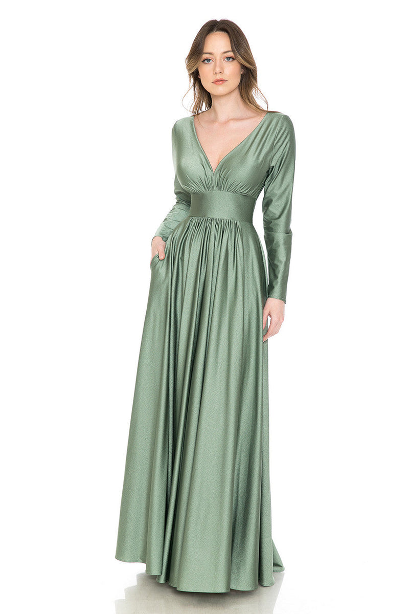 Mother Of The Bride Dress Stretchy Long Sleeve Formal Gown