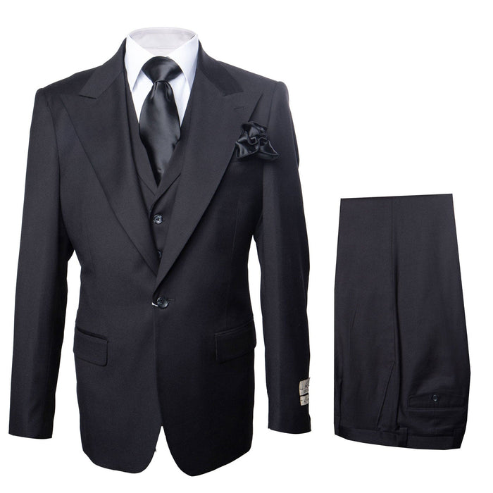 Rossi Man RM2301 - Sam Collection Mens Slim Fit Formal Suit in Black