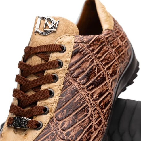 Marco Di Milano Saulo Men's Shoes Orix Beige & Brown Exotic Ostich / Alligator Casual Sneakers