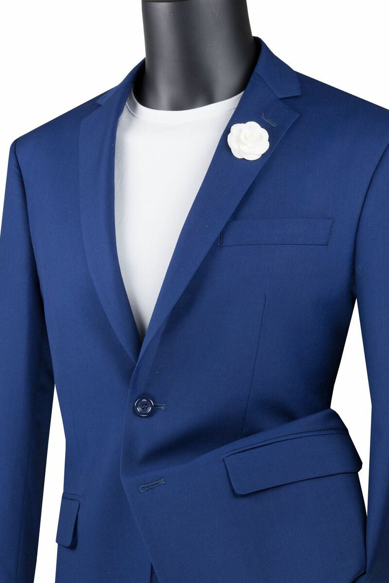 Slim Fit Men's Suit 2 Piece 2 Button in Twilight Blue