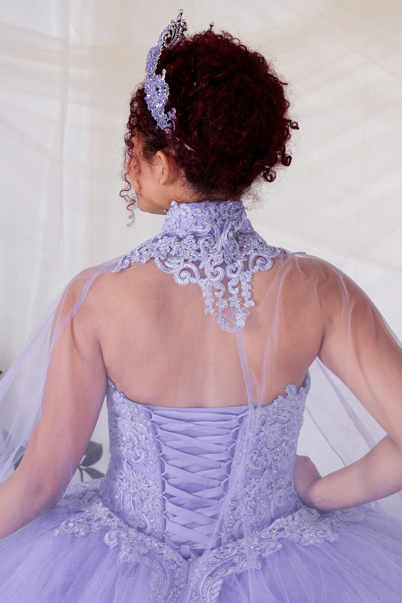 Removable Off the Shoulder Quinceanera Dress Embroidered Cape Ball Gown by Calla SCL-30010