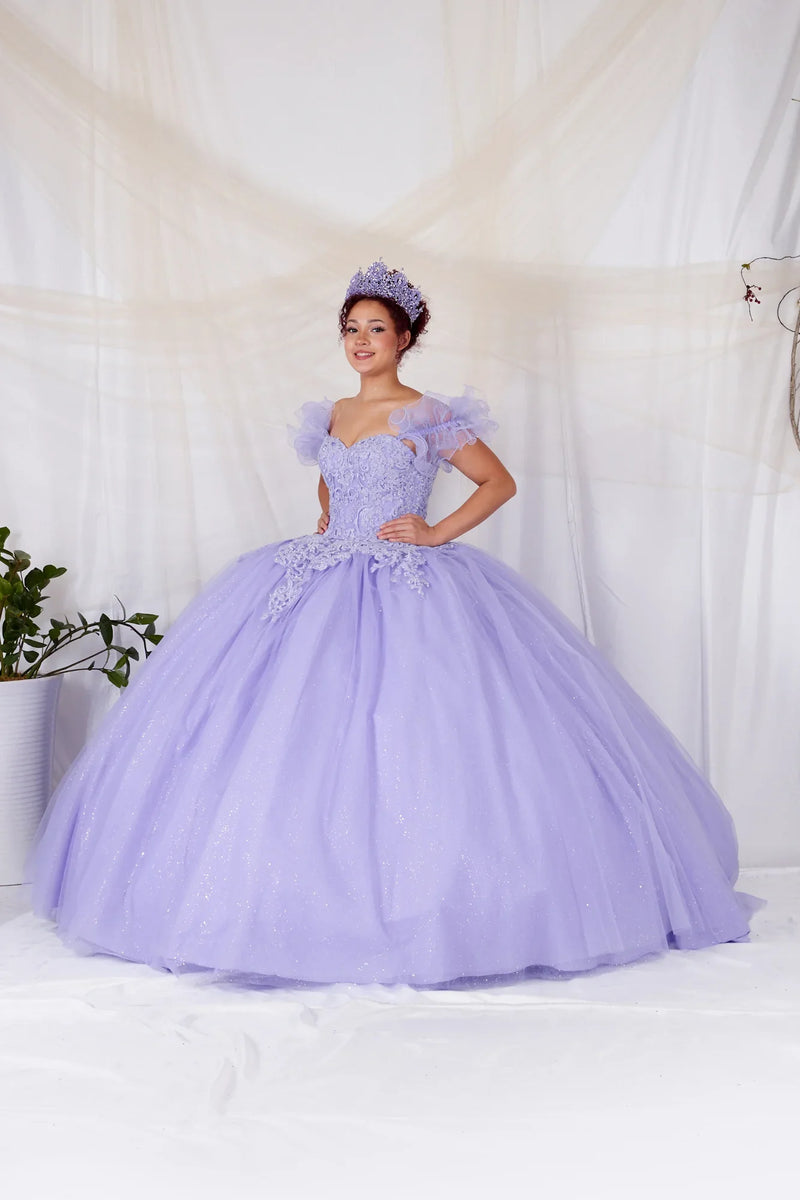 Removable Off the Shoulder Quinceanera Dress Embroidered Cape Ball Gown by Calla SCL-30010