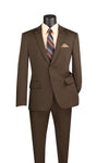 Slim Fit 2 Piece Suit Stretch Fabric Suit with Adjustable Waistband in Brown