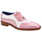 Belvedere Sesto oxfords: pink & white, genuine ostrich & calfskin. Pink textured toe, smooth white upper. Stylish & luxurious.
