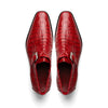 Marco Di Milano Rovigo Men' Shoes Red Genuine Caiman Crocodile Dress Single Monk-strap Loafers