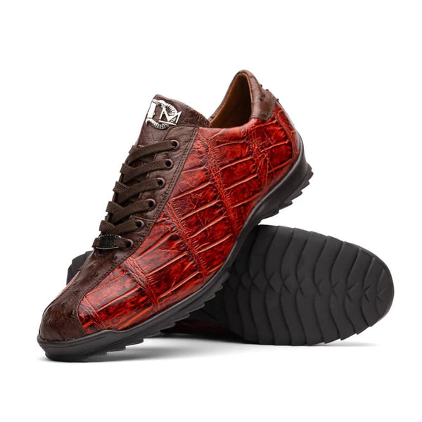 Marco Di Milano Saulo Men's Shoes Cognac Exotic Ostich / Alligator Casual Sneakers