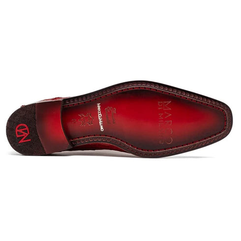 Marco Di Milano Rovigo Men' Shoes Red Genuine Caiman Crocodile Dress Single Monk-strap Loafers