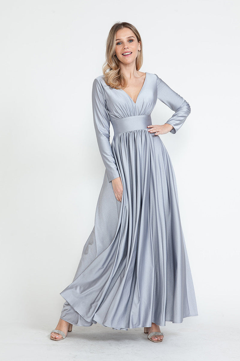 Mother Of The Bride Dress Stretchy Long Sleeve Formal Gown