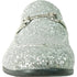 Mens Modern Glitter Sequin Prom Tuxedo Buckle Loafer In Silver Grey