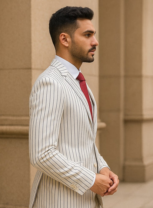 Formal white striped suit