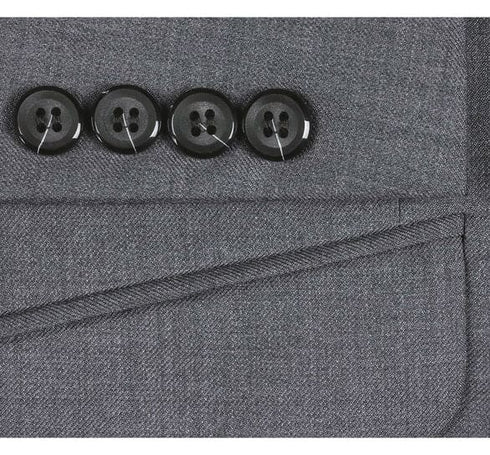 Renoir Clothing - Renoir Suit - Renoir Fashion - Super 140s Wool Two Button Slim Fit Dark Grey  Renoir Suit