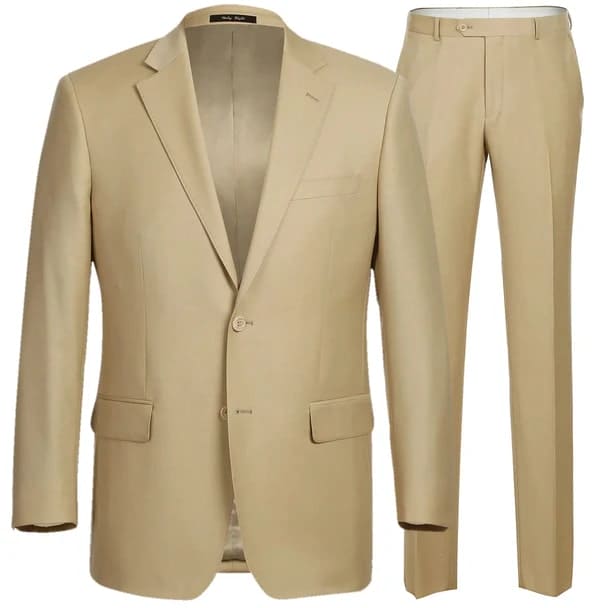 Renoir Clothing - Renoir Suit - Renoir Fashion - Super 140s Wool Two Button Slim Fit Tan  Renoir Suit