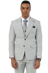 Men's Stacy Adams Two Button Vested Peak Lapel Suit in Light Grey Windowpane Plaid