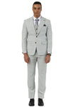 Men's Stacy Adams Two Button Vested Peak Lapel Suit in Light Grey Windowpane Plaid