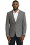 Stacy Adams men's grey tweed blazer. Vintage professor style with notched lapel, two front pockets, and a chest pocket. Single-button closure. Structured fit, suitable for formal or semi-formal events.
