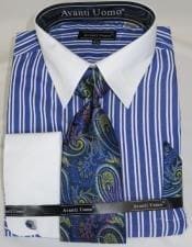 Blue Striped Dress Shirt - AlbertoNardoniStore